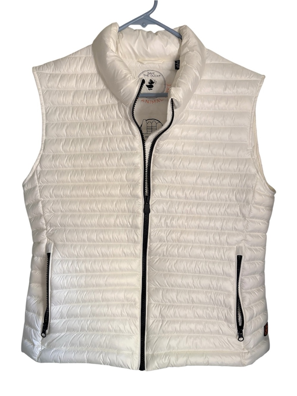 Save The Duck Women’s White Plumtech Puffer Vest Packable Vegan Size L NWOT